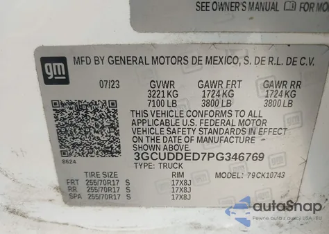 2023 Chevrolet Silverado 1500 4Wd Standard Bed Lt z USA, uszkodzony, nr VIN 3GCUDDED7PG346769